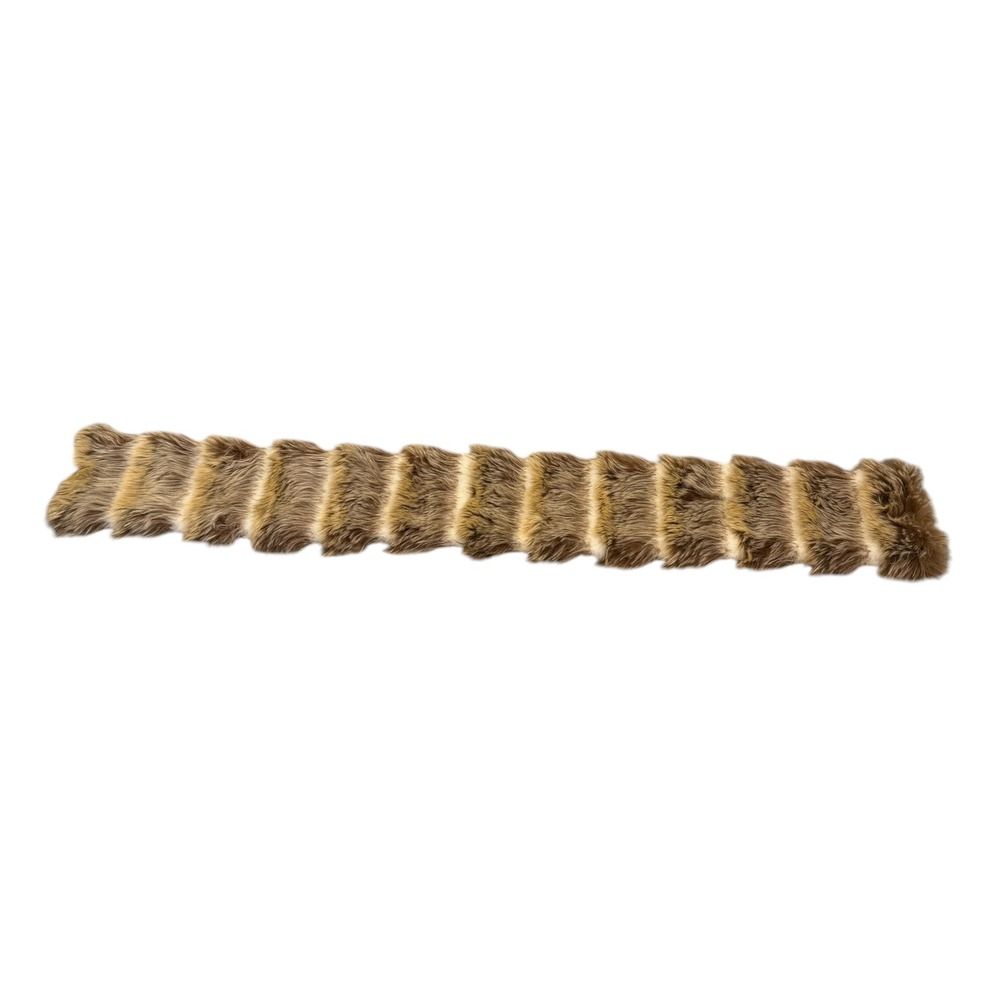 Preston & York Faux Fur Scarf Brown Cream Striped Knit Neck Warmer Wrap
